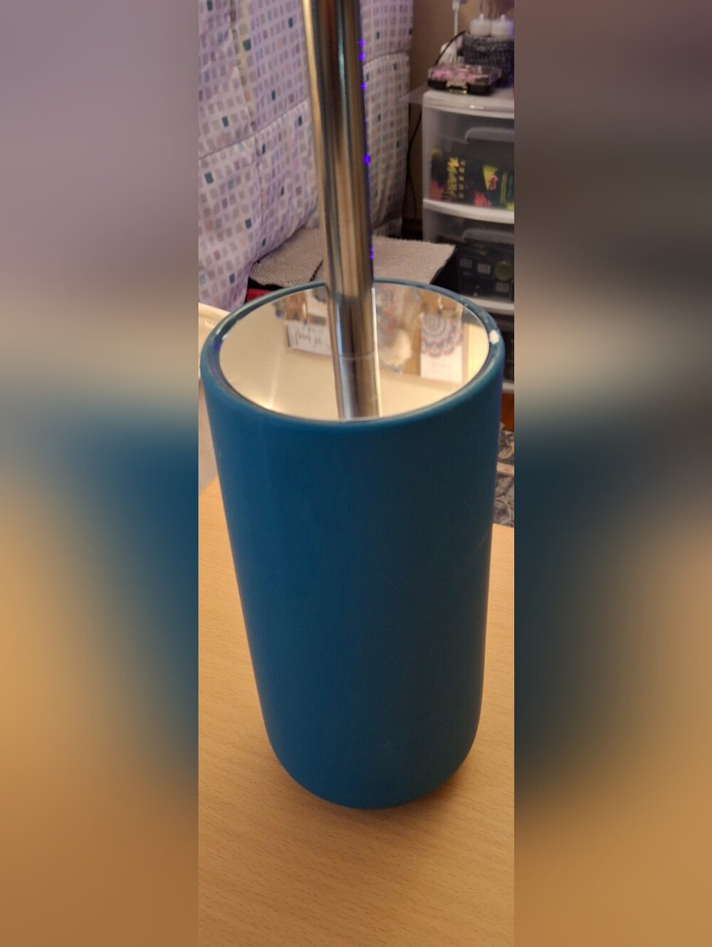 Moda at Home Blue Toilet Brush & Holder Set Freestanding *HAS A SMALL CHIP*